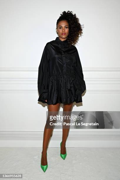 Tina Kunakey attends the Valentino Haute Couture Spring/Summer 2022 show as part of Paris Fashion Week on January 26, 2022 in Paris, France.