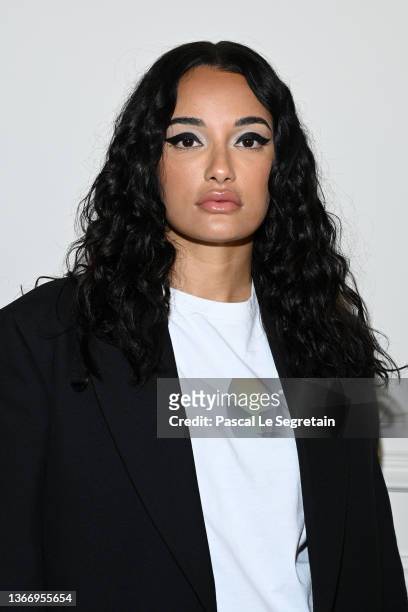 Amina Muaddi attends the Valentino Haute Couture Spring/Summer 2022 show as part of Paris Fashion Week on January 26, 2022 in Paris, France.