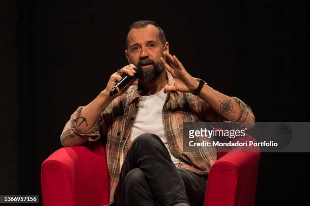 Italian writer and actor Fabio Volo presents his book Una great desire to live within the Bookcity review, at the Shakespeare hall of the Elfo...