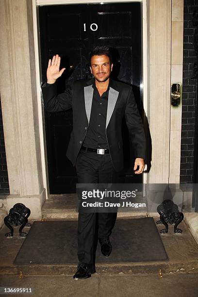 Peter Andre attends a celebratory reception for BBC Children In Need hosted by Samantha Cameron at 10 Downing Street on January 10, 2012 in London,...