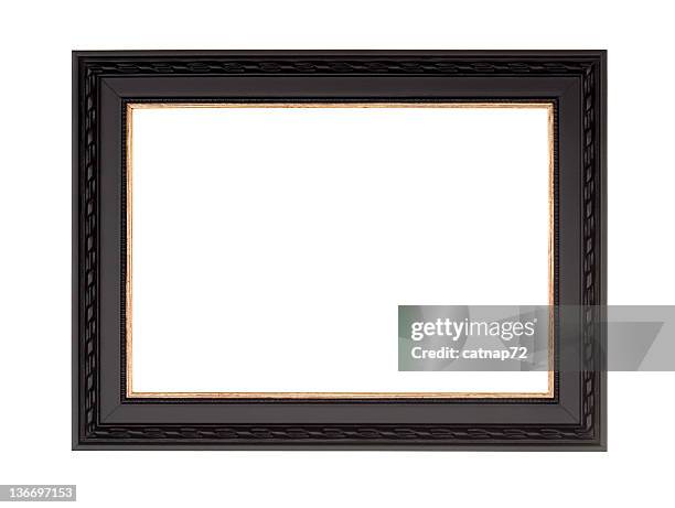 picture frame in schwarz, moderne contemprary stil, weiß isoliert - profilleiste stock-fotos und bilder