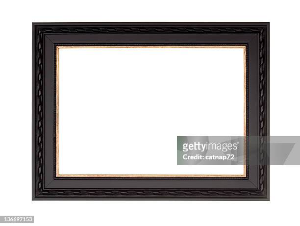 picture frame in black, modern contemprary style, white isolated - black border stock pictures, royalty-free photos & images