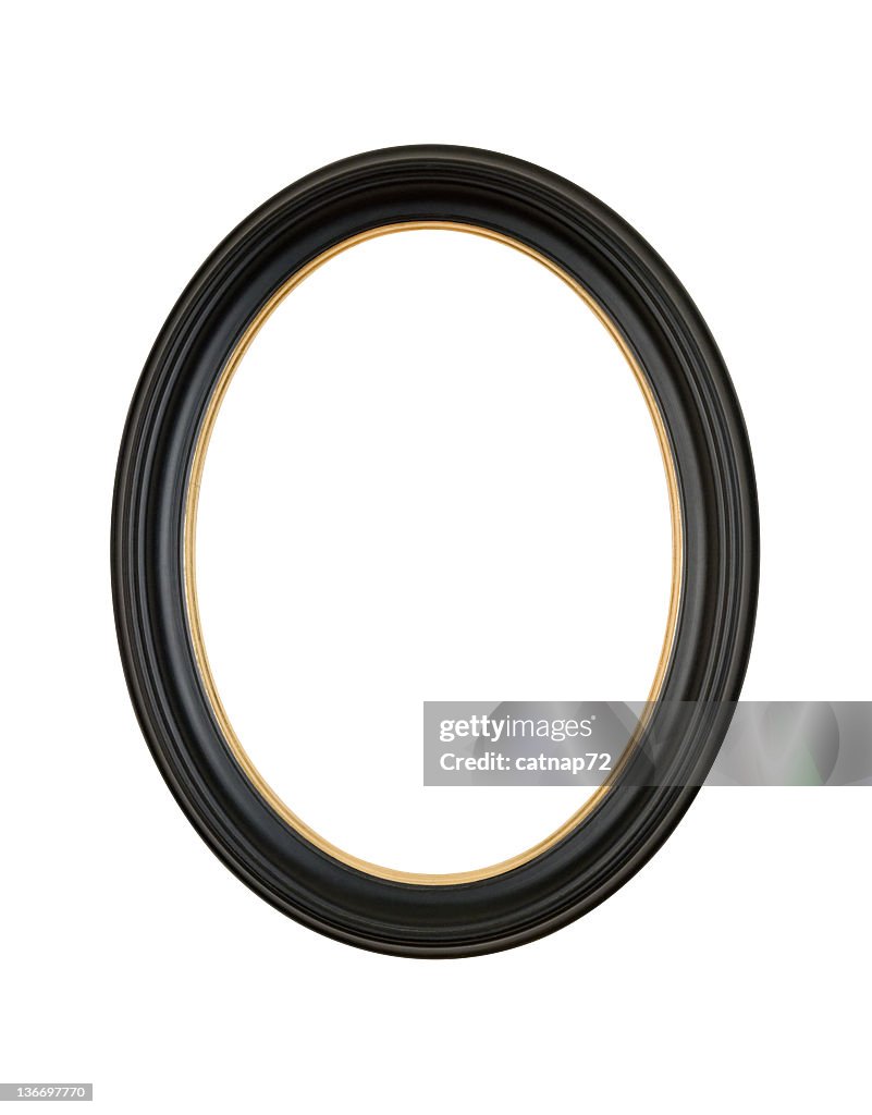 Picture Frame Black Oval Circle, White Isolated Studio Shot