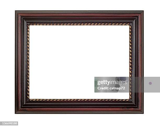 picture frame in brown red, white isolated - black border stock pictures, royalty-free photos & images