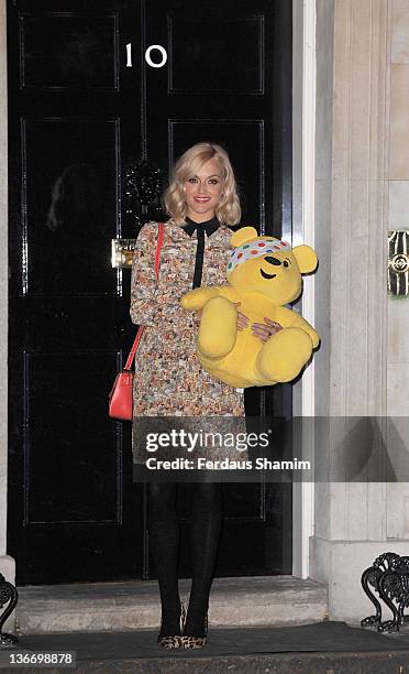 Fearne Cotton attends reception hosted by Samantha Cameron and Gary Barlow for Children in Need at 10 Downing Street on January 10, 2012 in London,...