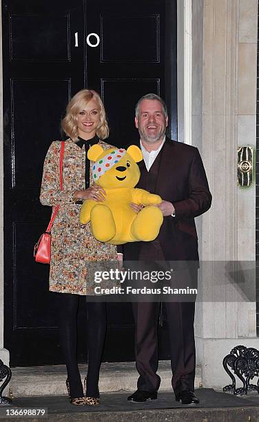 Fearne Cotton and Chris Moyles attend reception hosted by Samantha Cameron and Gary Barlow for Children in Need at 10 Downing Street on January 10,...