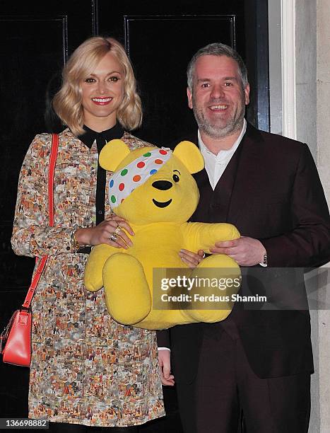 Fearne Cotton and Chris Moyles attend reception hosted by Samantha Cameron and Gary Barlow for Children in Need at 10 Downing Street on January 10,...