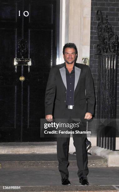 Peter Andre attends reception hosted by Samantha Cameron and Gary Barlow for Children in Need at 10 Downing Street on January 10, 2012 in London,...