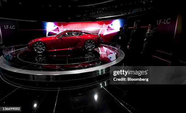 The Toyota Motor Corp. Lexus LF-LC sports coupe is displayed during the 2012 North American International Auto Show in Detroit, Michigan, U.S., on...