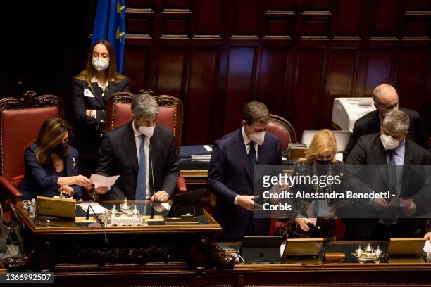 President of the Italian Senate, Maria Elisabetta Alberti Casellati and President of the Italian Chamber of Deputies, Roberto Fico count the ballott...