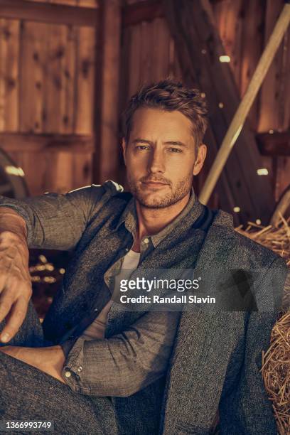 Actor Justin Hartley is photographed for Story + Rain Magazine on December 5, 2021 in Malibu, California. COVER IMAGE.