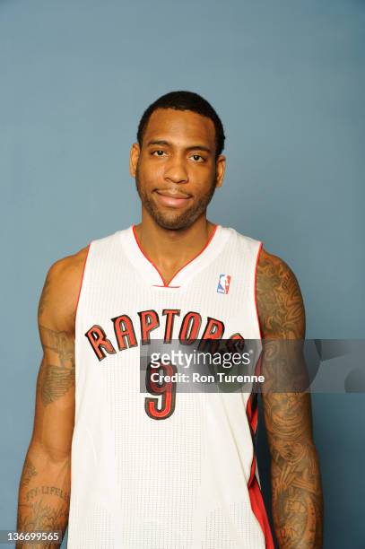 Rasual Butler of the Toronto Raptors poses for a portrait during an additional media day at the Air Canada Centre on January 10, 2012 in Toronto,...