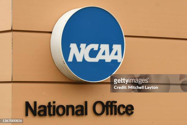 General view of NCAA headquarters exterior on January 20, 2022 in Indianapolis, Indiana.