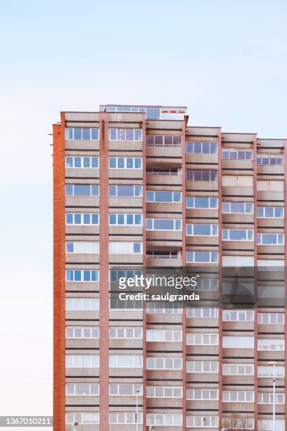 apartment building against sky - block flats stock pictures, royalty-free photos & images