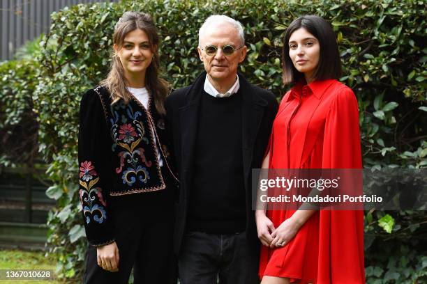 Italian actress Margherita Mazzucco, Italian director Daniele Luchetti and Italian actress Gaia Girace, dress Valentino, attend the photocall of the...