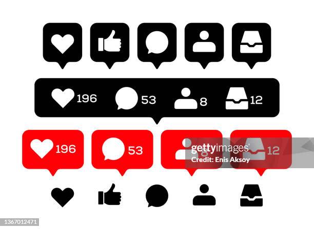 social media icons - ui icon set stock illustrations