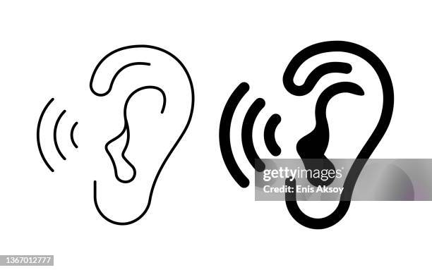 stockillustraties, clipart, cartoons en iconen met hearing, ear icons - luisteren