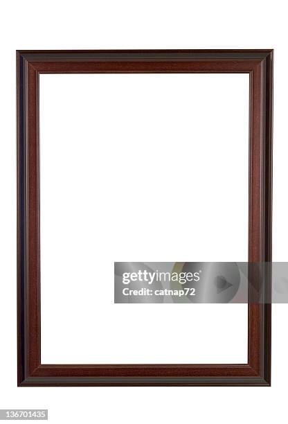 picture frame brown and red wood, narrow, white isolated - moulding a shape stock pictures, royalty-free photos & images