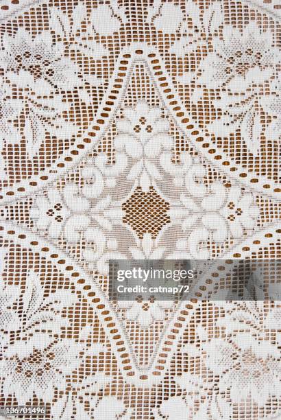 diamond pattern in lace with flowers, detail, design element - embossed diamond pattern stock pictures, royalty-free photos & images