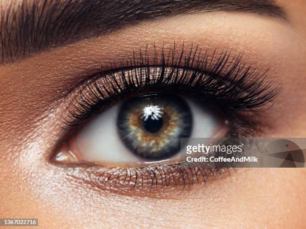 part of a face of a beautiful emotional woman - eyelash stock pictures, royalty-free photos & images