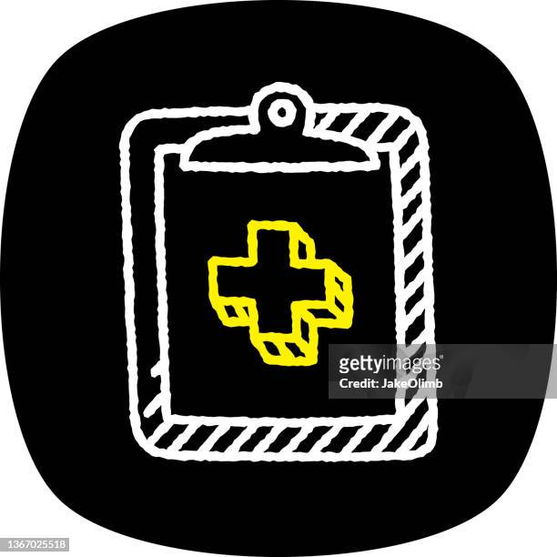 ilustraciones, imágenes clip art, dibujos animados e iconos de stock de doodle de portapapeles médico 3 - letter x