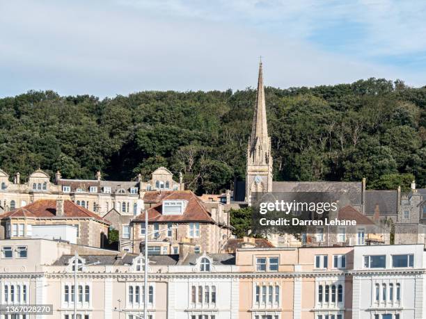 church spire in weston-super-mare - holy spirit pentecost stock pictures, royalty-free photos & images