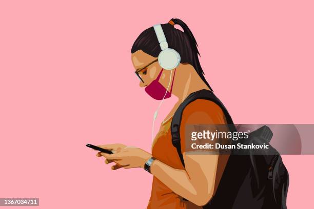 my music, my world - protective face mask side stock illustrations