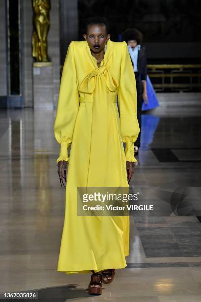 Model walks the runway during the Viktor and Rolf Haute Couture Spring/Summer 2022 fashion show as part of the Paris Haute Couture Week on January...
