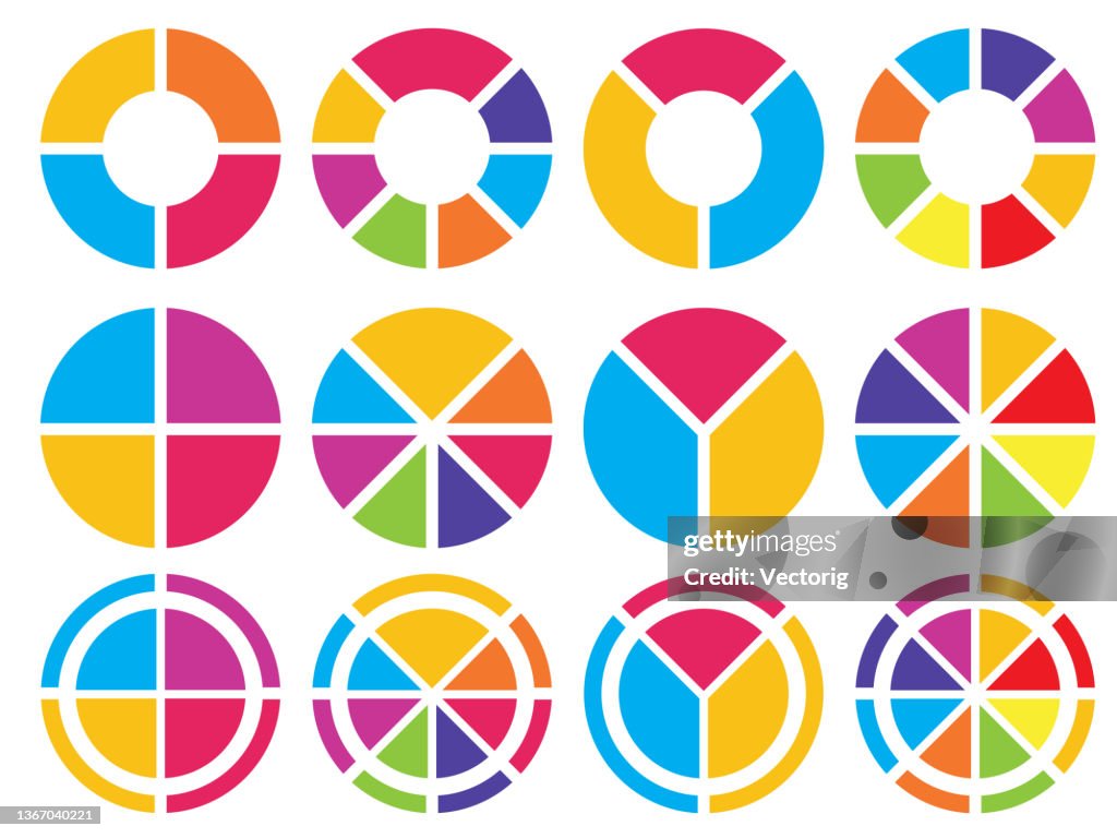 Colorida colección de gráficos circulares