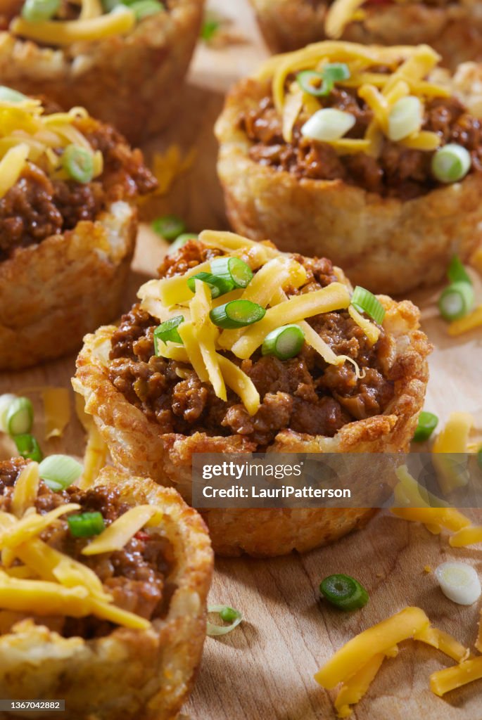 Crispy Tatar Tot Taco Cups