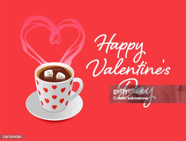 valentinstag-grußkarte - hot drink stock-grafiken, -clipart, -cartoons und -symbole