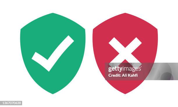 shields and check marks icons set - money back guarantee vector stock illustrations