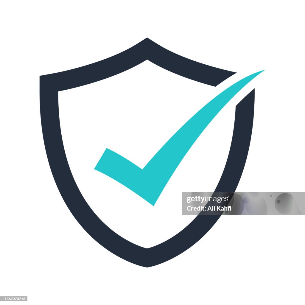 Tick mark approved with shield icon
