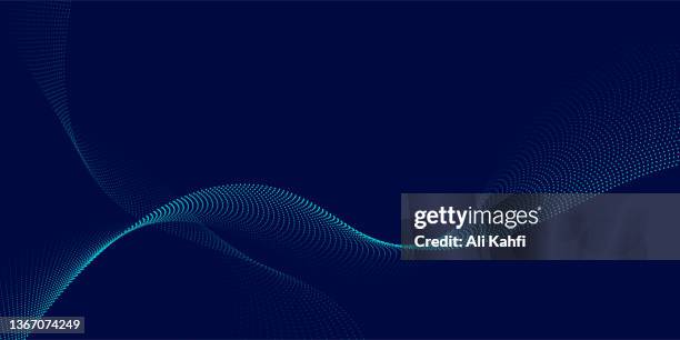 illustrazioni stock, clip art, cartoni animati e icone di tendenza di abstract waving particle technology sfondo - collegare i puntini