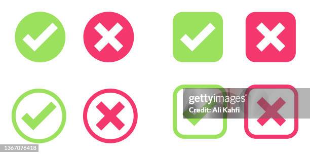 stockillustraties, clipart, cartoons en iconen met check mark and cross sign icon vector - selectievakje