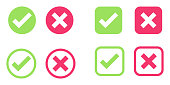Check Mark and cross Sign Icon Vector