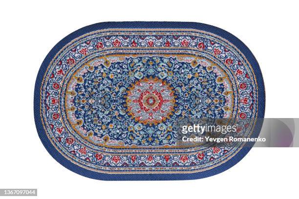 blue carpet isolated on white background - tapijt stockfoto's en -beelden
