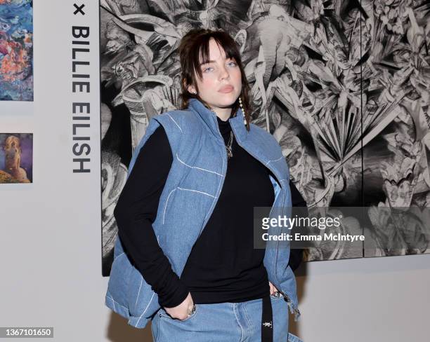 Billie Eilish attends the “Artists Inspired by Music: Interscope Reimagined” Art Exhibit Presented by Interscope Records and LACMA on January 26,...