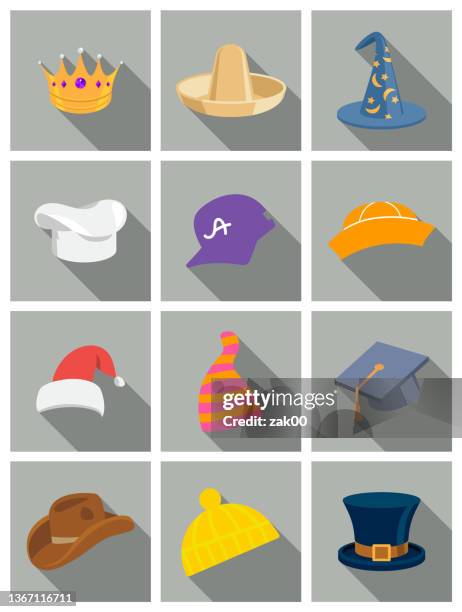 illustrazioni stock, clip art, cartoni animati e icone di tendenza di cappelli - sombrero fedora