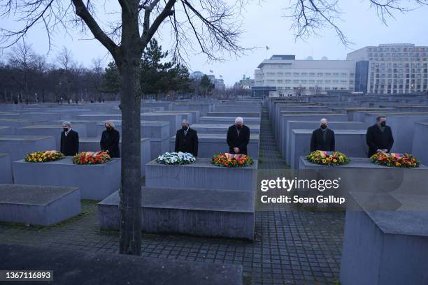 German Federal Constitutional Court President Stephan Harbarth, Bundestag President Baerbel Bas, Israeli Knesset President Mickey Levy, German...