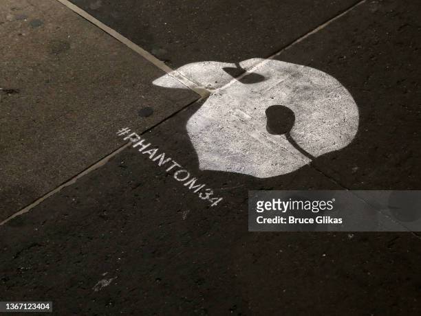 Signage at The 34th Anniversary Performance of Andrew Lloyd Webber's "Phantom of The Opera" on Broadway at The Majestic Theater on January 26, 2022...