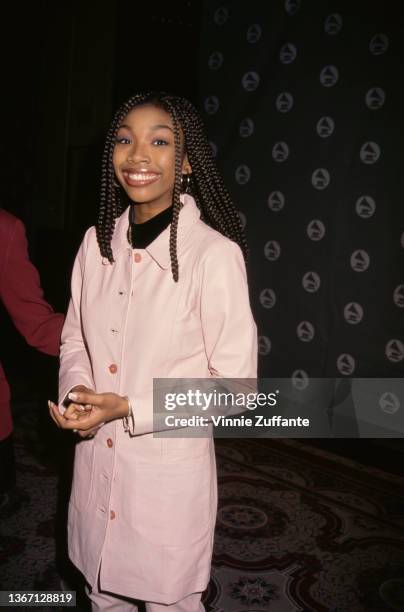 American singer, songwriter, and actress Brandy attends the 37th Annual Grammy Awards nominations announcement, held at Universal Hilton Hotel in Los...