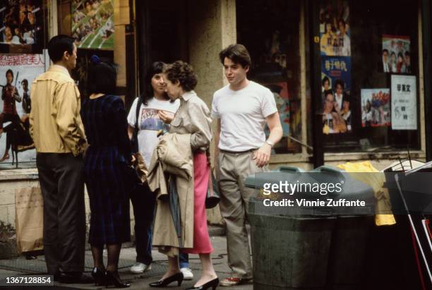 American actor Matthew Broderick on the set of 'The Freshman' in in the Little Italy neighbourhood of Lower Manhattan in New York City, New York,...