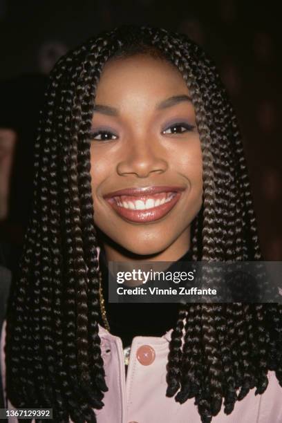 American singer, songwriter, and actress Brandy attends the 37th Annual Grammy Awards nominations announcement, held at Universal Hilton Hotel in Los...