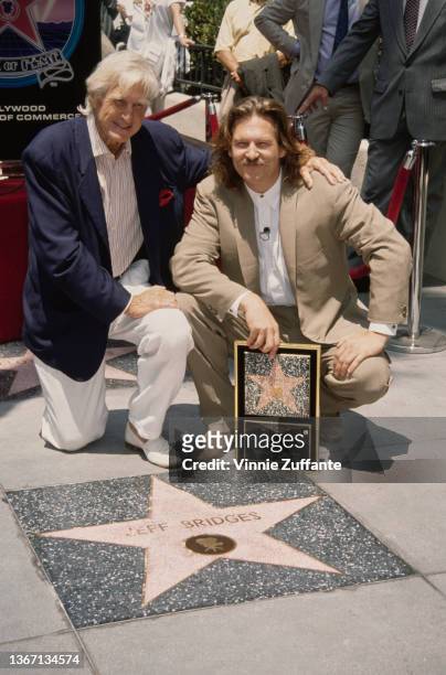 American actor Lloyd Bridges and his son, American actor Jeff Bridges attend Jeff Bridges' Hollywood Walk Of Fame ceremony in Los Angeles,...