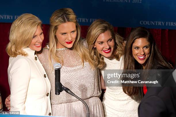 Some of Republican presidential candidate Jon Huntsman's family wife Mary Kaye Huntsman, daughters Liddy, Mary Anne and Abby are pictured during a...