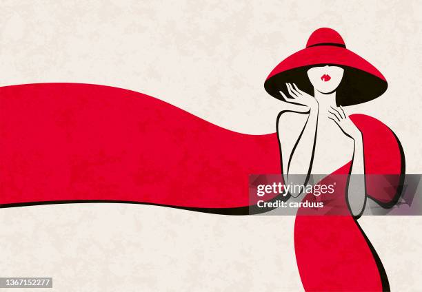 ilustrações, clipart, desenhos animados e ícones de mulheres da moda em um chapéu - fora de moda estilo