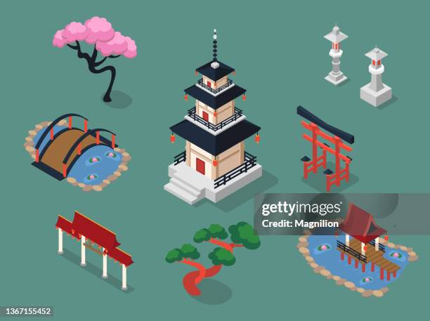 asia isometric vector - 日本家屋 幅插畫檔、美工圖案、卡通及圖標