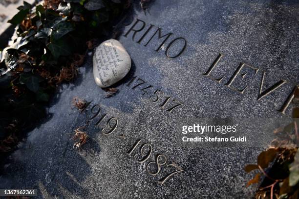 General view of Tomb of Primo Levi, a famous Italian-Jewish writer during of the commemoration of the Jewish victims of the Nazi deportation inside...