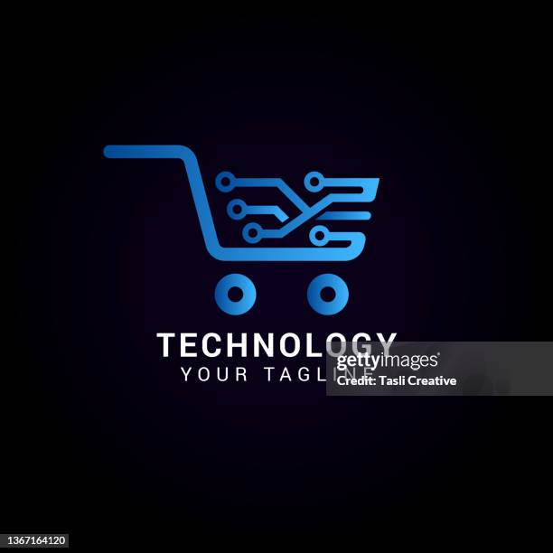 ilustraciones, imágenes clip art, dibujos animados e iconos de stock de diseño de plantillas de tech shopping. icono vectorial de compras en línea. - bangladesh